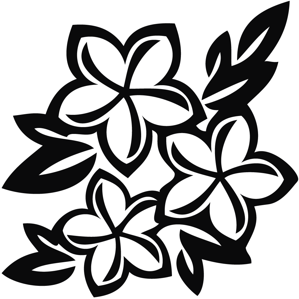Hawaiian flower clipart black and white