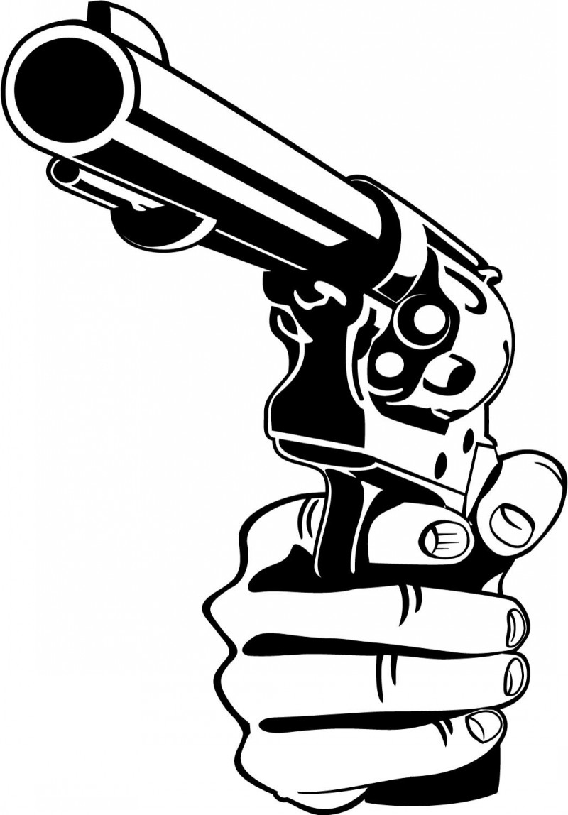 Black and white hand with revolver detailed gangsta tattoo ...