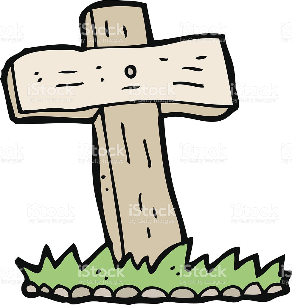 Cartoon Wooden Cross Grave stock vector art 493203203 | iStock