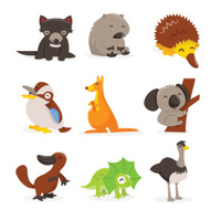 Cute Cartoon Australian Animals Icon Set stock photos - FreeImages.com