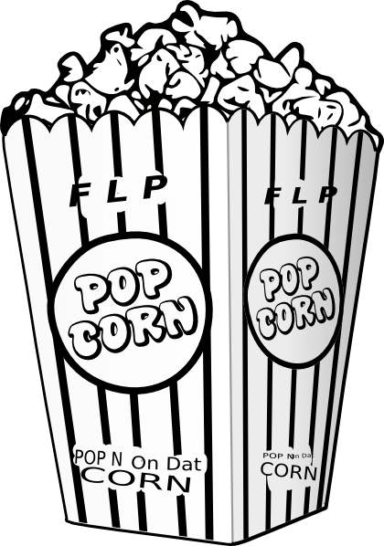 Popcorn bucket clipart black and white