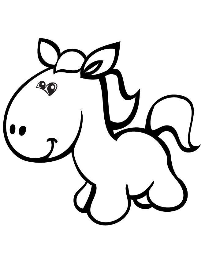 Cute Cartoon Pony Horse Coloring Page | Free Printable Coloring Pages