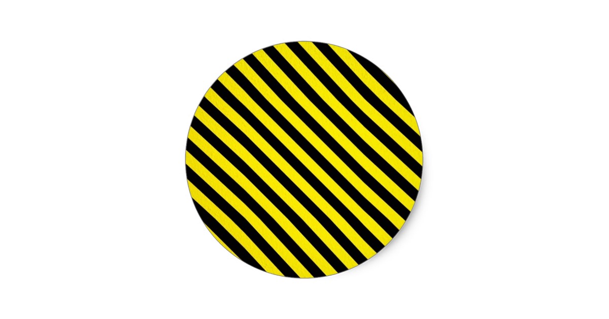 caution yellow black stripes under construction classic round ...
