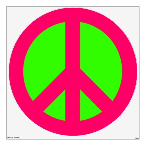 Hot Pink and Green Peace Sign Wall Decal from Zazzle.