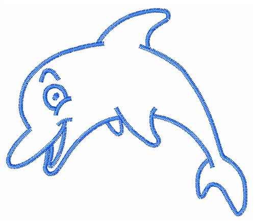 Animals Embroidery Design: Dolphin Outline from Satin Stitch