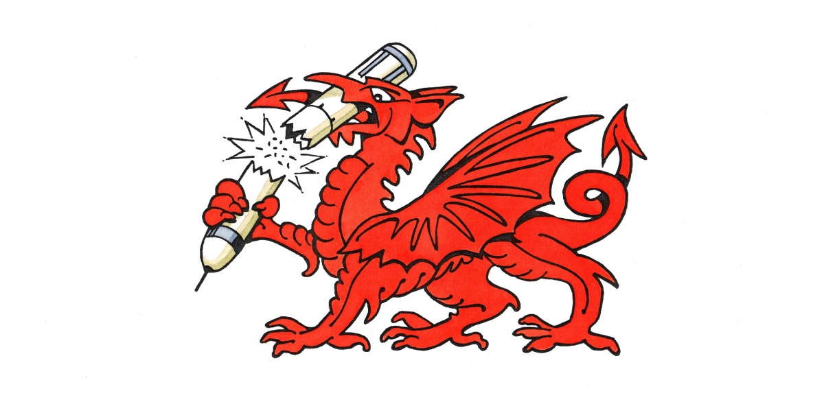 CND Cymru » Welsh Dragon breaking Tridentb (