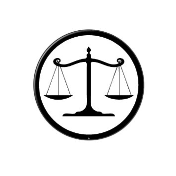 Balanced Scales of Justice Symbol Legal Lawyer White and Black ...