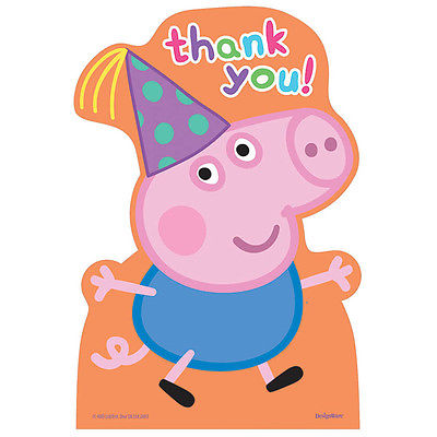 8 Peppa Pig Cartoon Birthday Party Thank You Postcard Notes ...