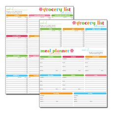 Shopping, Weekly menu planners and Planners