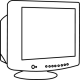 Computer screen black and white clipart