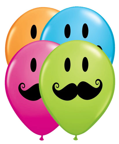 Smiley Face Mustache Balloon Assortment