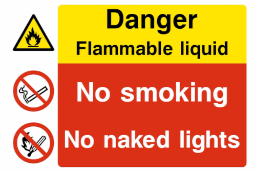 Danger Flammable liquid No smoking No naked lights
