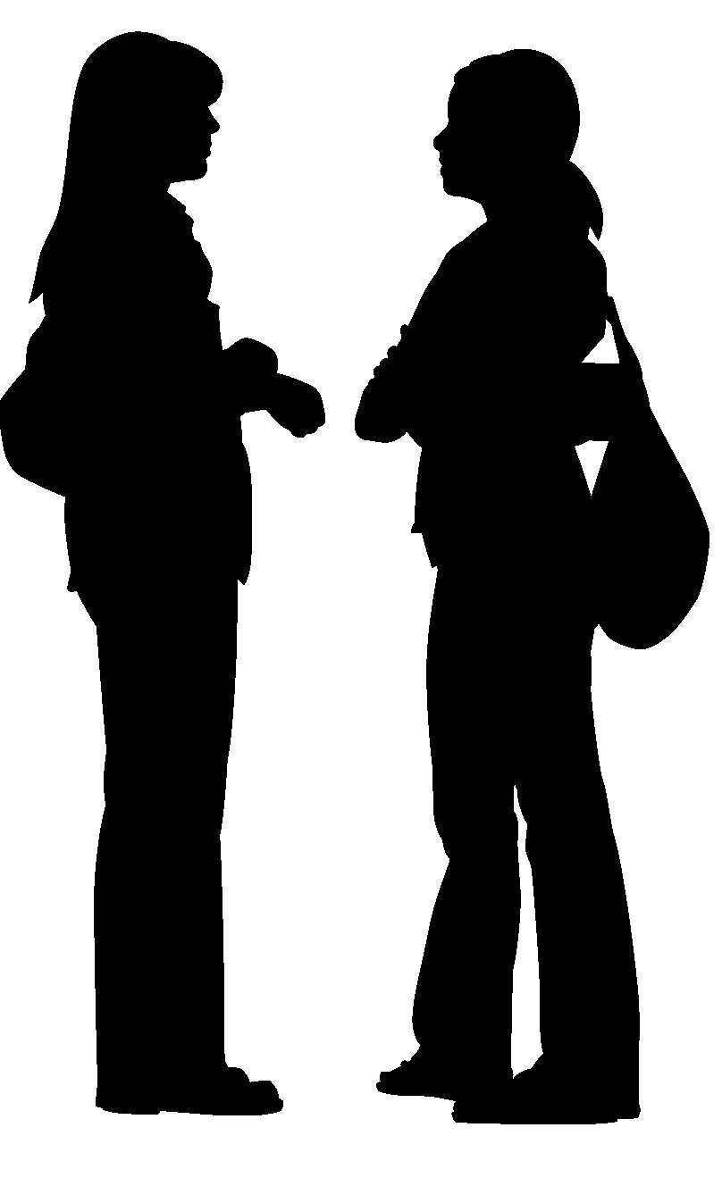 Two people talking clipart silhouette