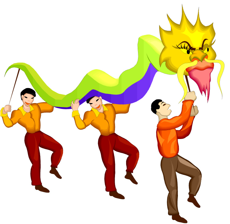 Chinese dancing dragon clipart
