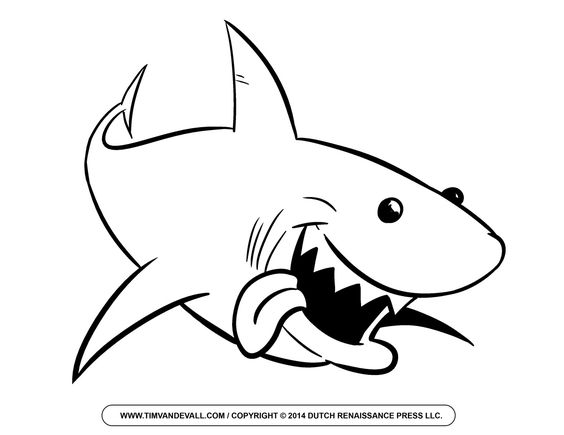 Shark black and white clipart
