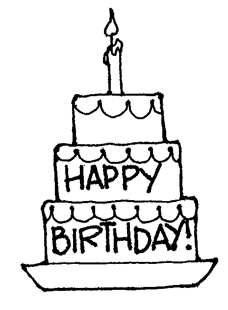 Birthday Cake Black And White Clipart