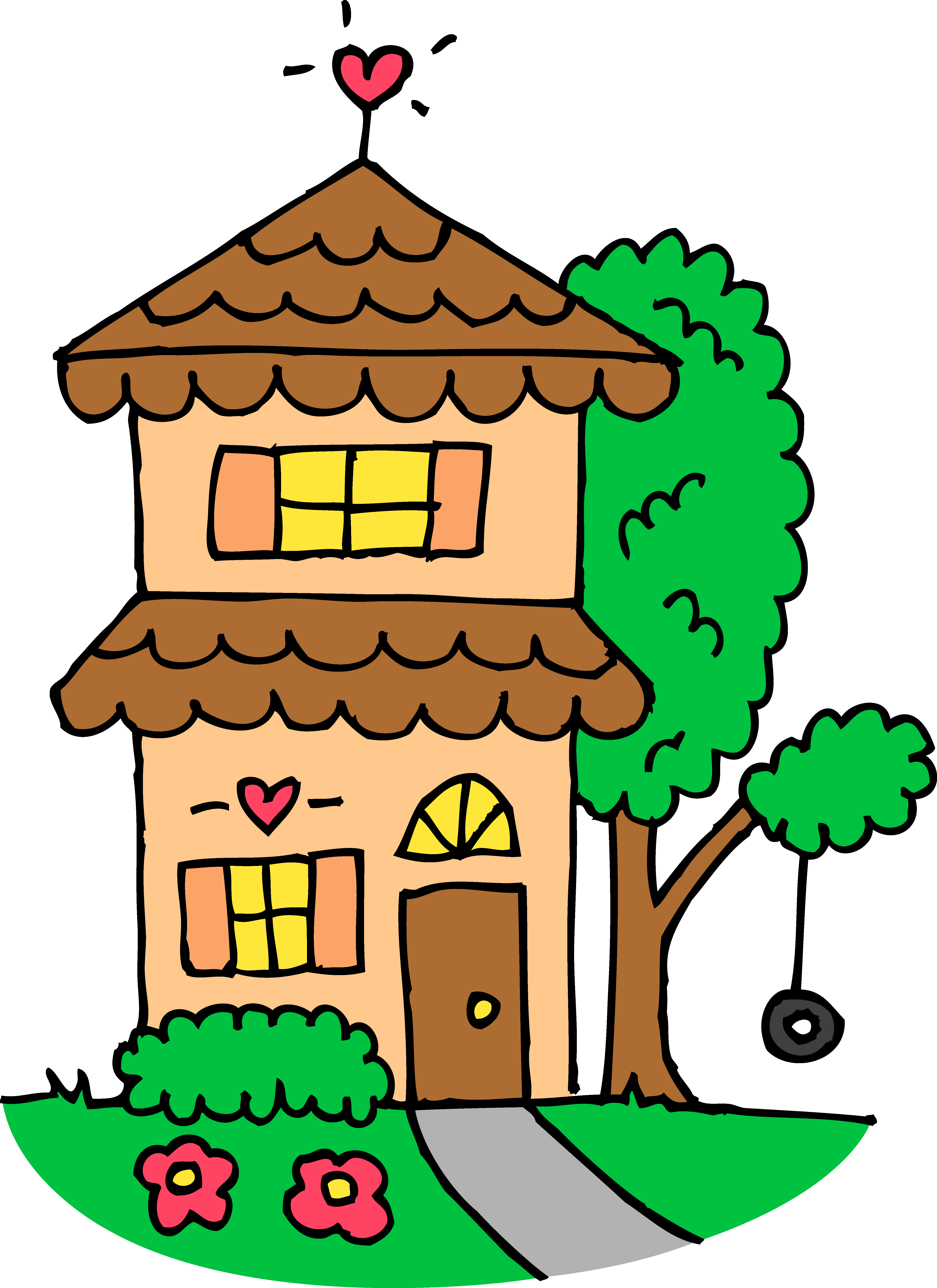 Clipart black white 2 story house logo