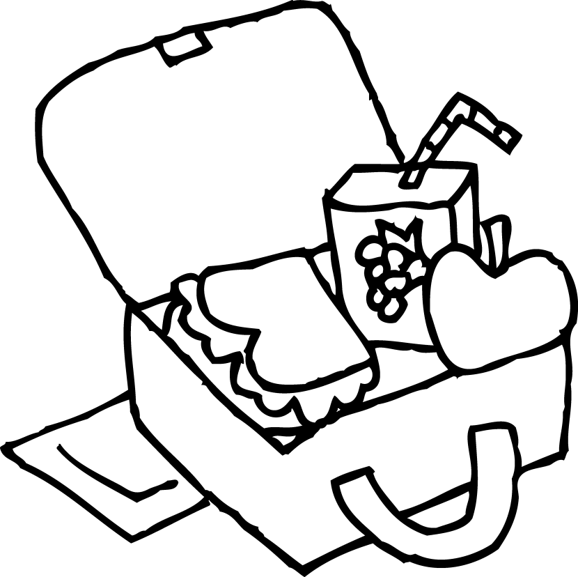 Lunch bag clipart black and white