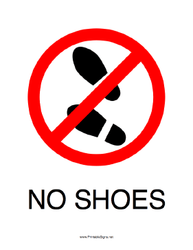 Printable No Shoes Sign