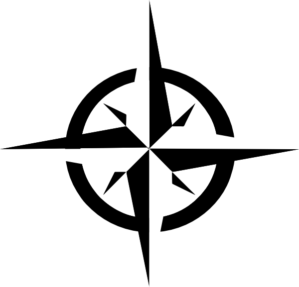 Compass rose clipart black and white