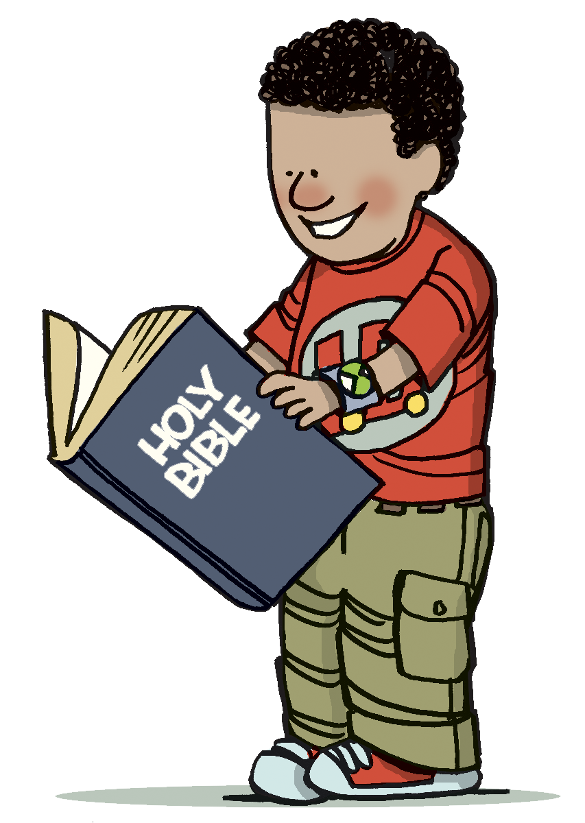 Animation clipart of boy with bible