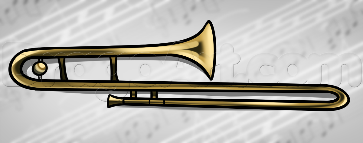 How to Draw a Trombone, Step by Step, Wind, Musical Instruments ...