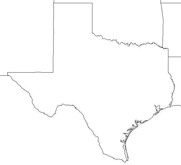 Free Blank Outline Map of Texas