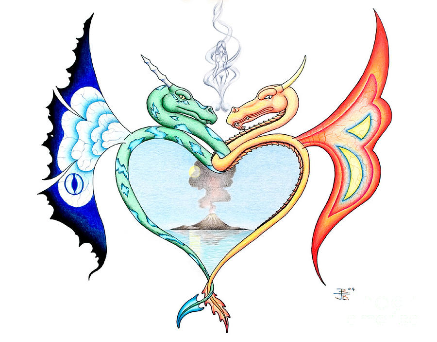 Love Dragons Drawing by Robert Ball - Love Dragons Fine Art Prints ...