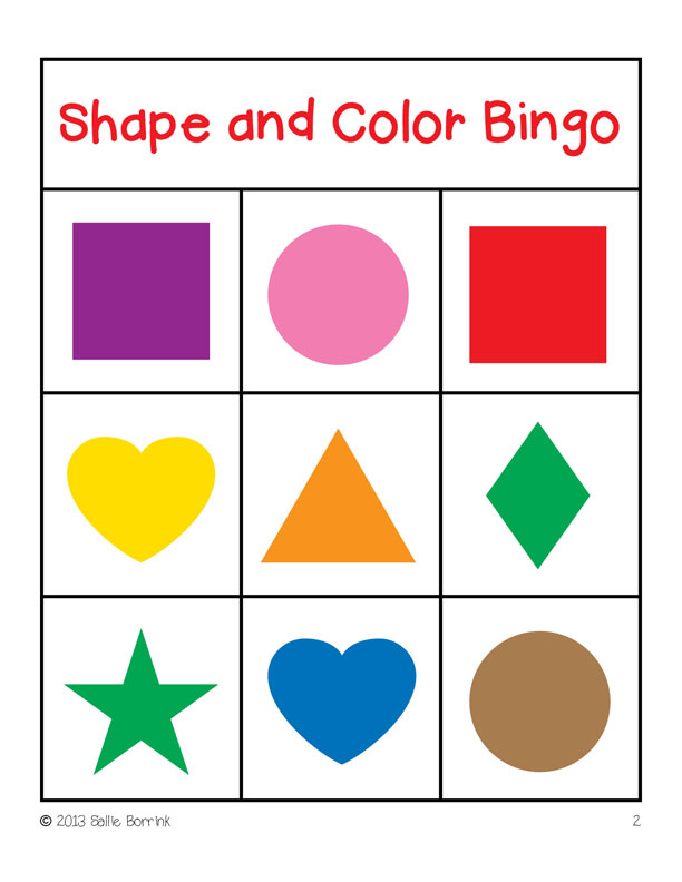 Shape Bingo Cards Printable Free