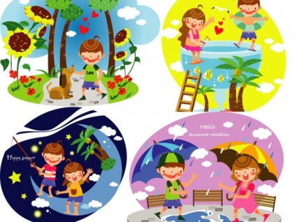 Summer clip art of children Free vector for free download (about 3 ...