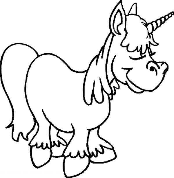 A Cartoon Drawing of Unicorn Coloring Page - Free & Printable ...