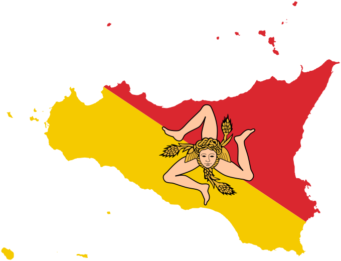Flag and map of Sicily