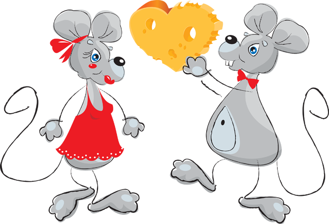 Clip Art of Two Mice with Cheese Valentine