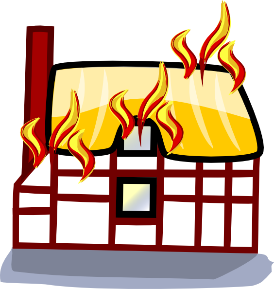 Cartoon House On Fire - Free Clipart Images