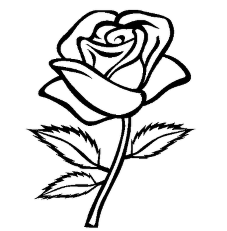 rose with leaves Colouring Pages