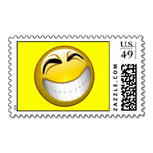 BIG GRIN SMILEY FACE STAMP from Zazzle.