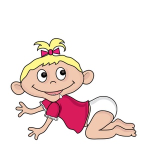 Baby Clipart Image - Baby Girl Crawling and Drooli