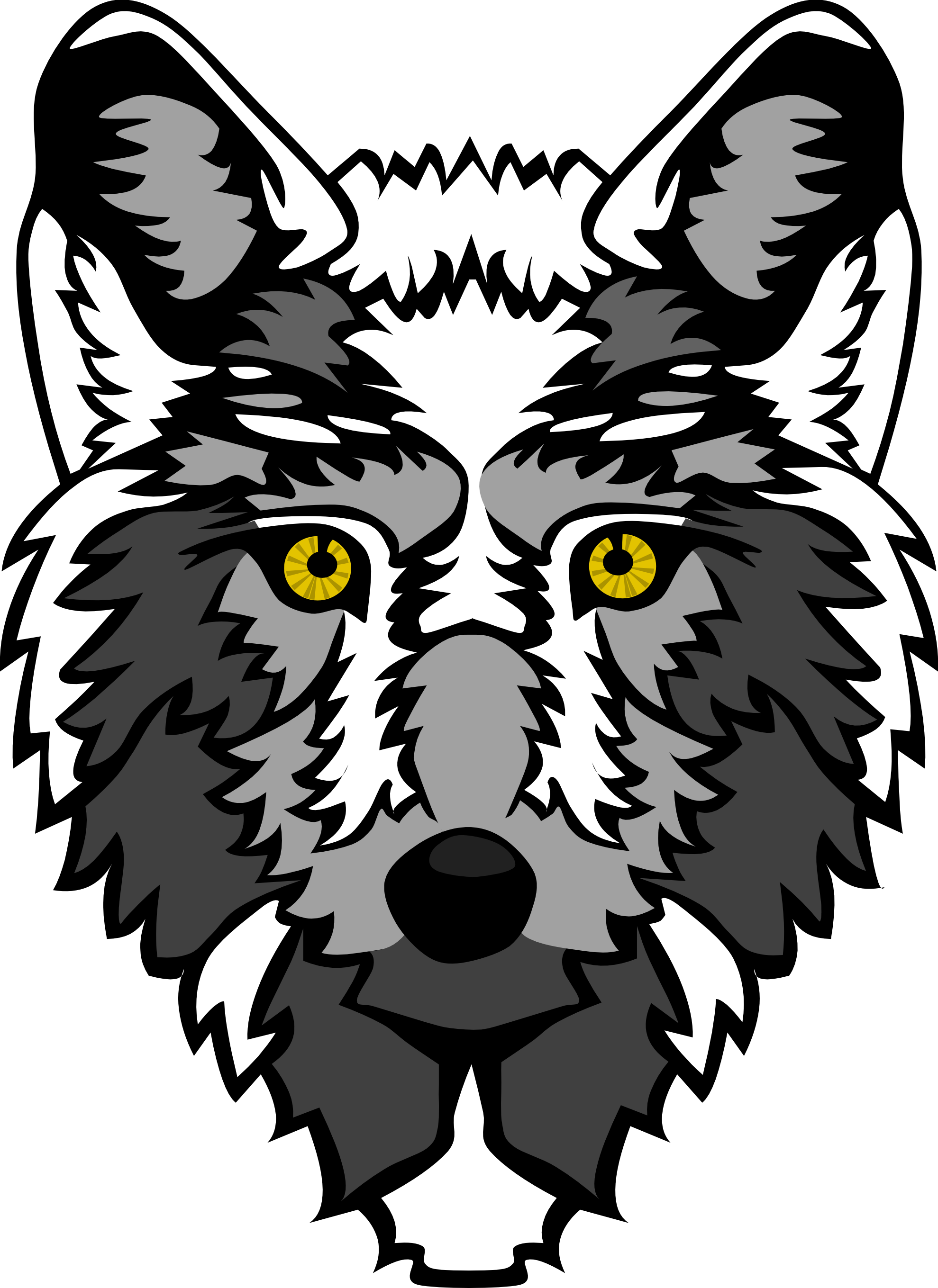 Wolf Head Stylized 1 Black White Line Art Coloring Sheet Colouring ...