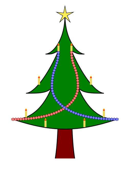 How can we draw a Christmas tree with decorations, using TikZ ...
