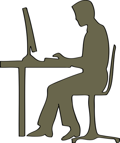 Clipart of man sitting at computer desk