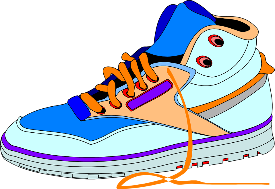 Clip Art Of Sneakers With Legs Clipart