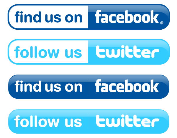 Facebook and twitter buttons vector free clipart image #27652