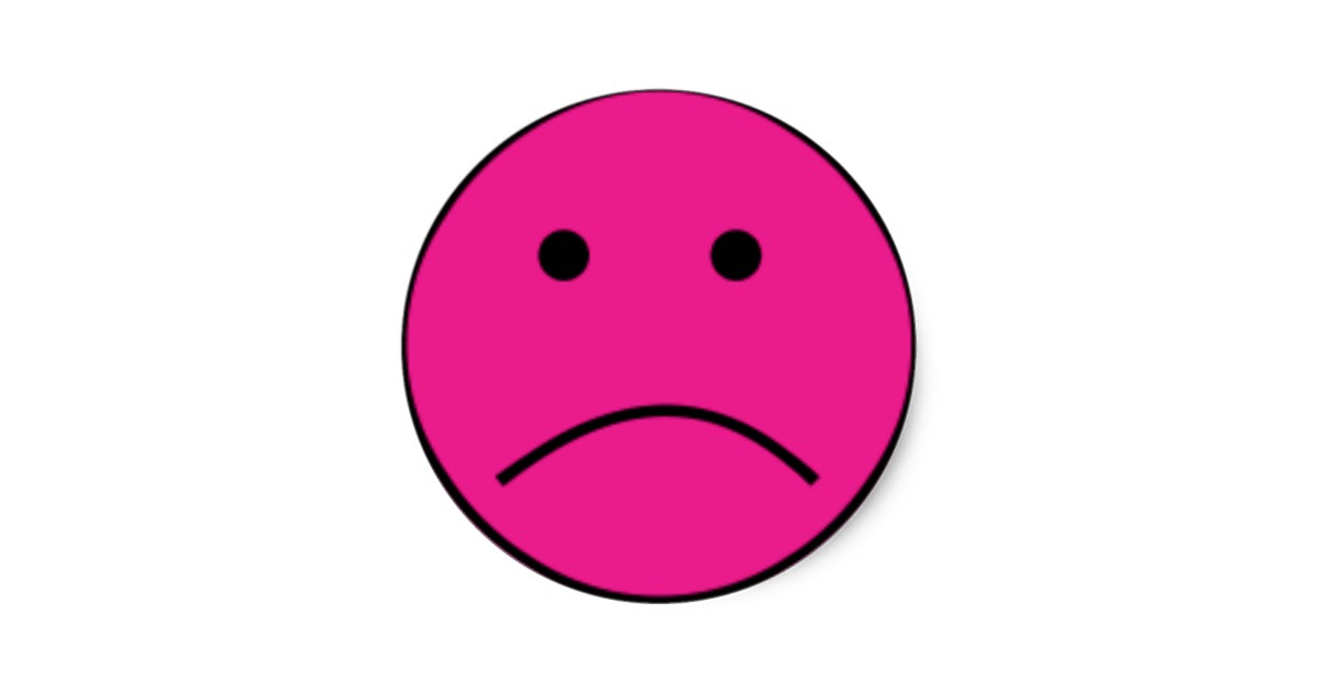 SUPER SAD HOT PINK SMILEY FACE FEELINGS CONFUSED L CLASSIC ROUND ...