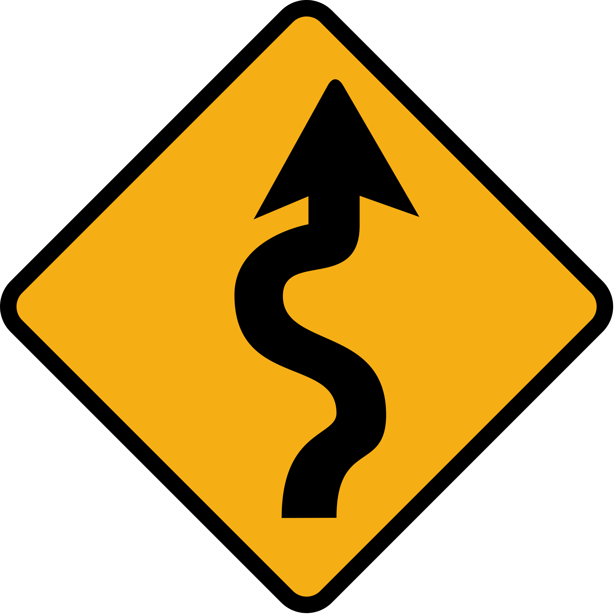 File:Diamond road sign dangerous bends.svg