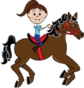 Boy horseback riding clipart