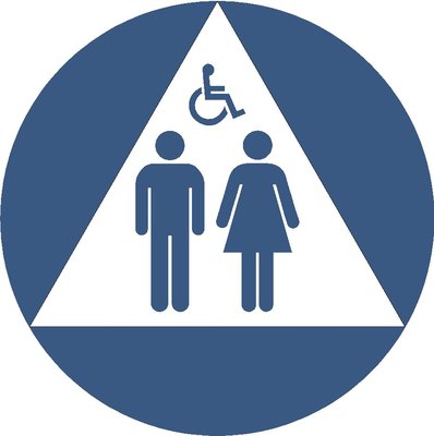 unisex restroom door sign | Yelp