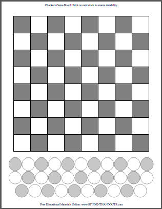 DIY Checkers - Print Your Own Checkerboard | Student Handouts
