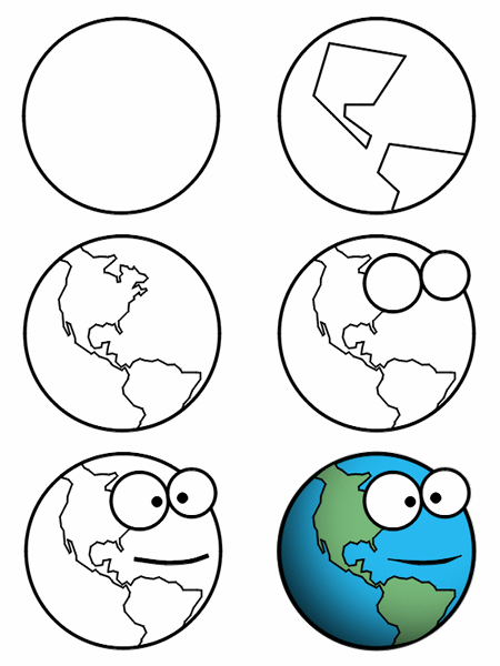 Drawing a cartoon earth