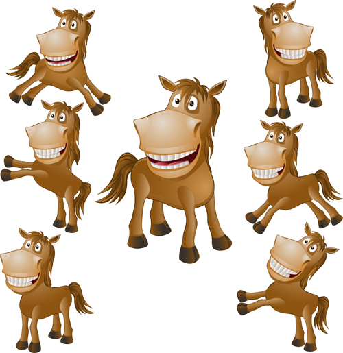 Funny cartoon horses vector graphics - Vector Animal, Vector ...