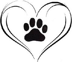 Heart clipart with paw print